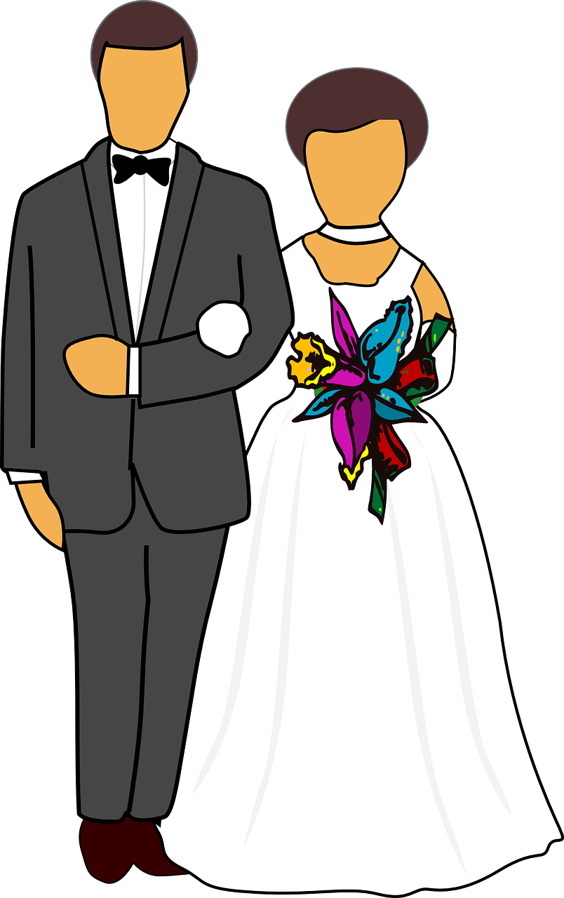 Wedding, Wedding, Couple, Bride, Broom, Bouqette - Pengantin Vektor (804x1280)