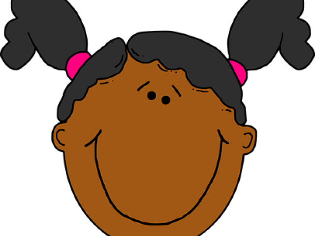 Ponytail Clipart Happy Sad Kid - Black Girl Cartoon Face (640x480)