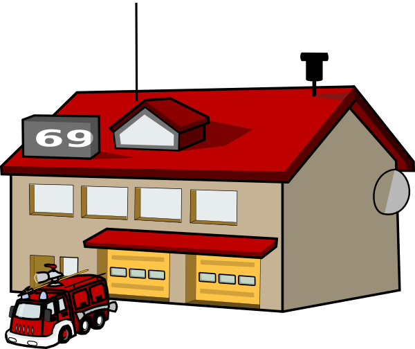Clip Art Fire Station (600x504)