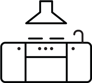 Fully Equipped Commercial Kitchen - Line Art (400x400)