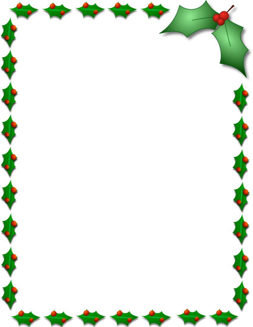 Free Download Christmas Holly Border Clipart Borders - Christmas Page Borders Png (850x1100)