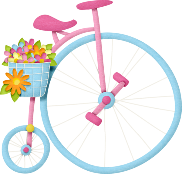 Bicicleta Con Flores Vintage Png Clipart Bicycle Clip - Flores Png Vintage (600x575)