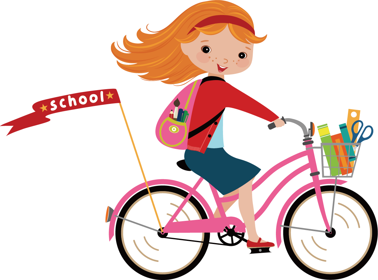 Picture Transparent Download Bicycle Clip Art Little - Cartoon Girl On Bike (1207x895)