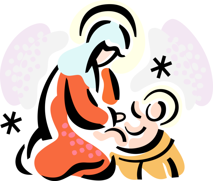 Vector Illustration Of Christianity Madonna Mary Mother - Gift Of Christmas Greeting Cards (825x700)
