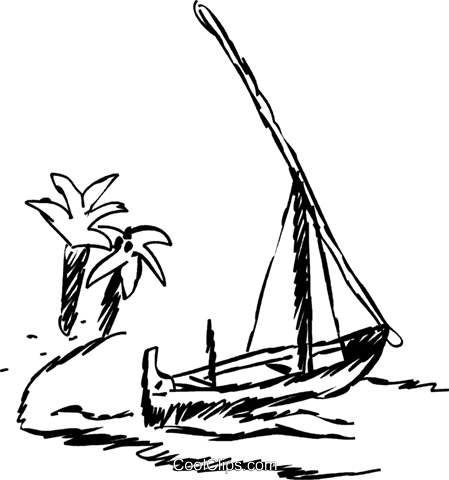 Sailboat Beached On A Tropical Island Royalty Free - Illustration (449x480)
