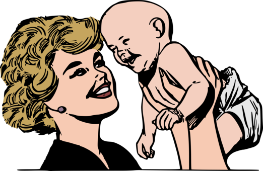 Infant Mother Child Woman Drawing - Mom Holding Baby Clipart (522x340)