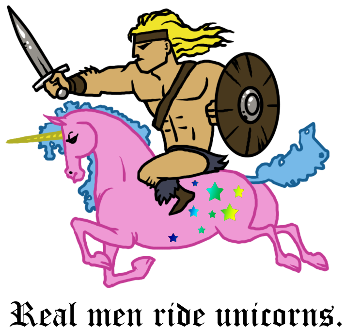 Mug Clipart T-shirt Panties - Man Riding Unicorn Cartoon (720x720)