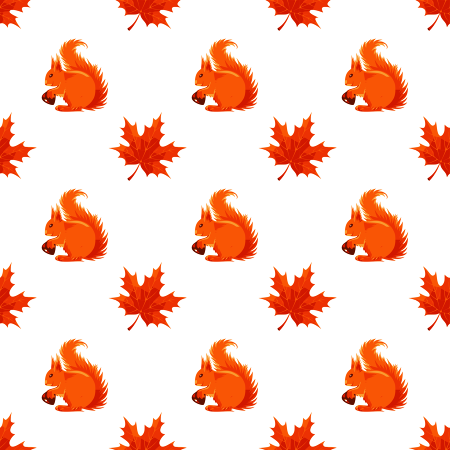Squirrel Pattern Clipart Squirrel Clip Art - Squirrel And Maple Leaf (900x900)
