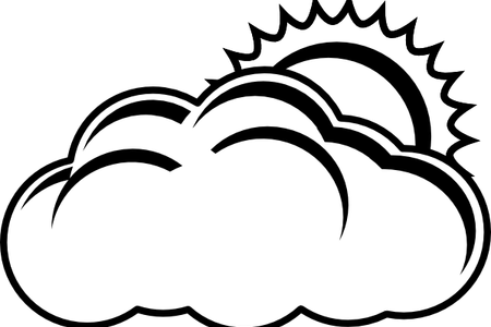 Clip Free Download Black And White Sunshine Clipart - Partly Cloudy Clipart Black And White (450x300)