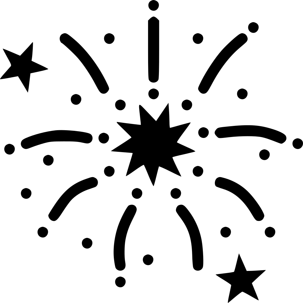 Fireworks Boom Bang Festival Celebration New Year Stars - Black And White Star Border (980x982)