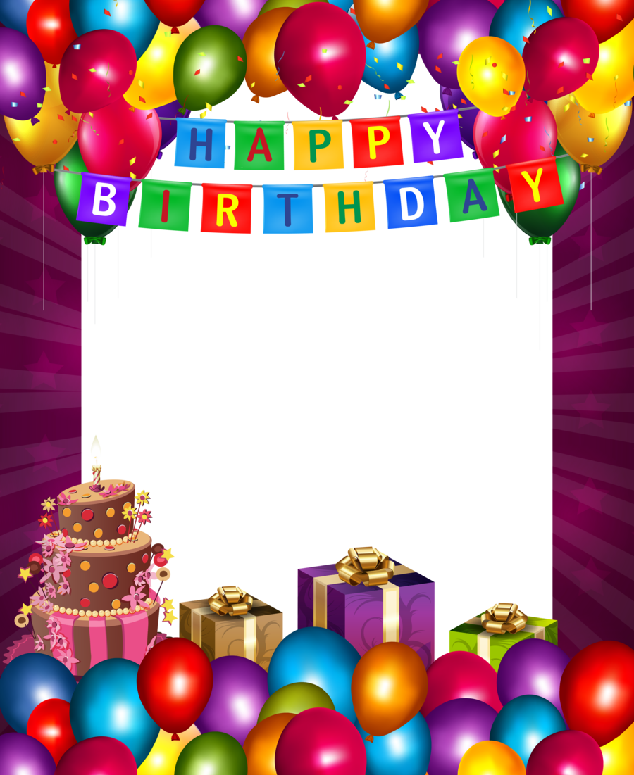 Happy Birthday Frame Clipart Birthday Wish Picture - Happy Birthday Border Design (900x1101)