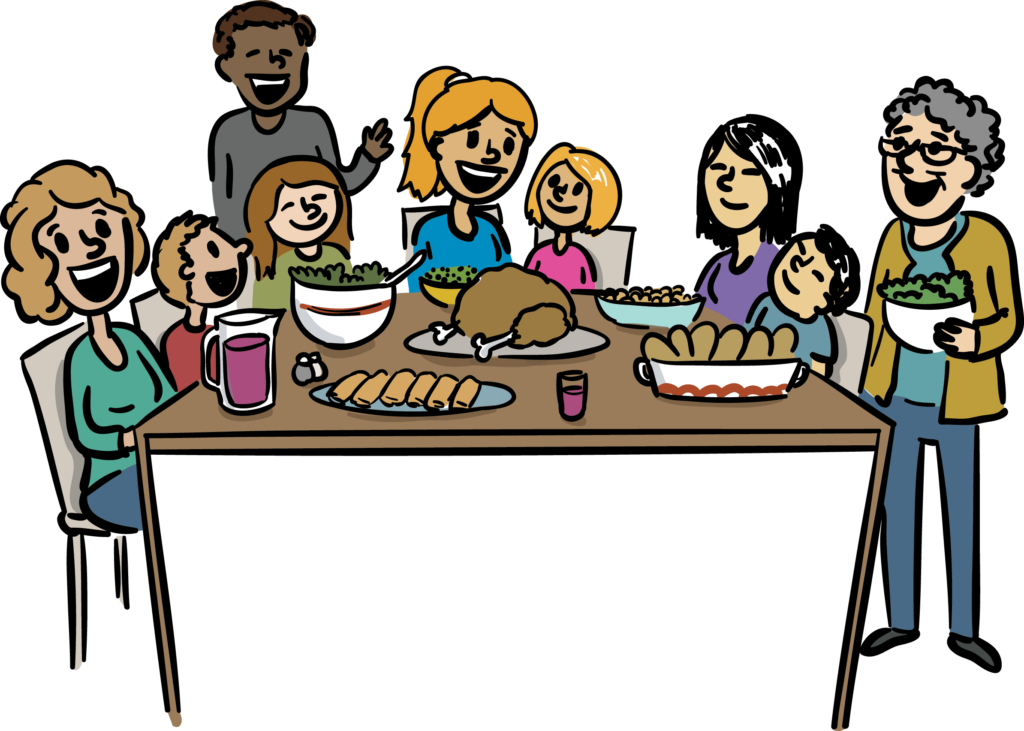 Large Size Of Thanksgiving - Big Family Dinner Cartoon (1024x731)