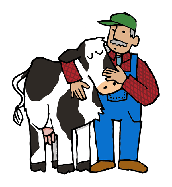 Poor Farmer Png Image Free - Cow And Farmer Png (600x651)