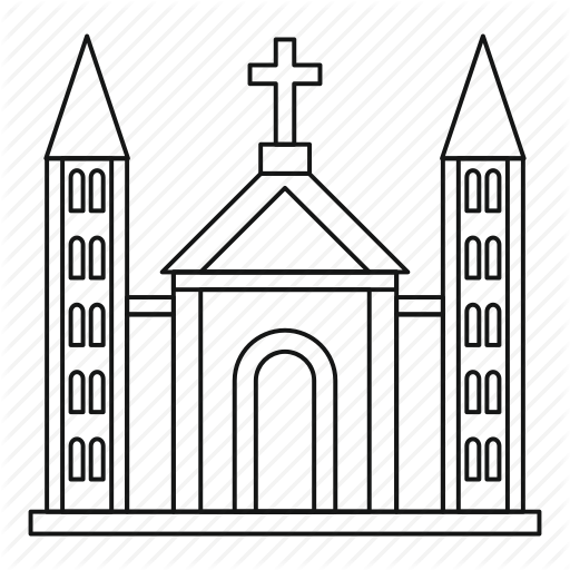 Church Outline Clipart Drawing Clip Art - Drawing Of Church Building (512x512)