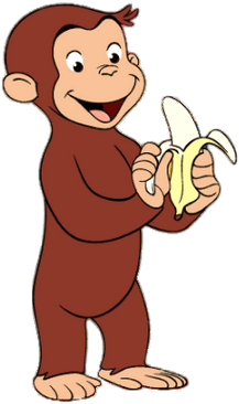Curious George Eating A Banana - Curious George With Banana (400x400)
