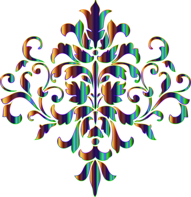 Damask, Decorative, Ornamental, Vintage, Classic - Cross Stitch Design Motif (622x640)