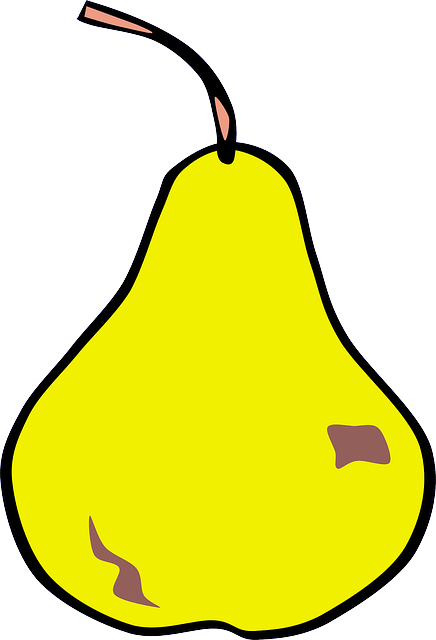 Pear Fruits And Vegetables, Clip Art, Yellow, Cartoon, - Fruit Clipart (436x640)