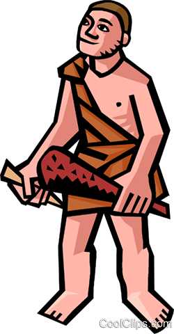 Clipart Vegetables Black And White - Stone Age Man Png (250x480)