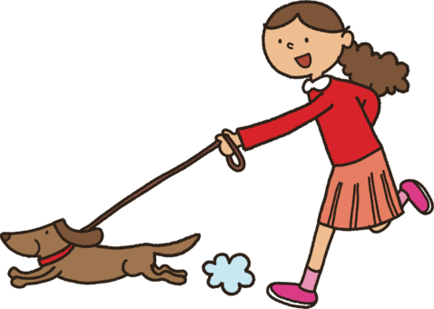 Puppy Dog Child Cartoon Walking - Walking Dog Clip Art (478x340)