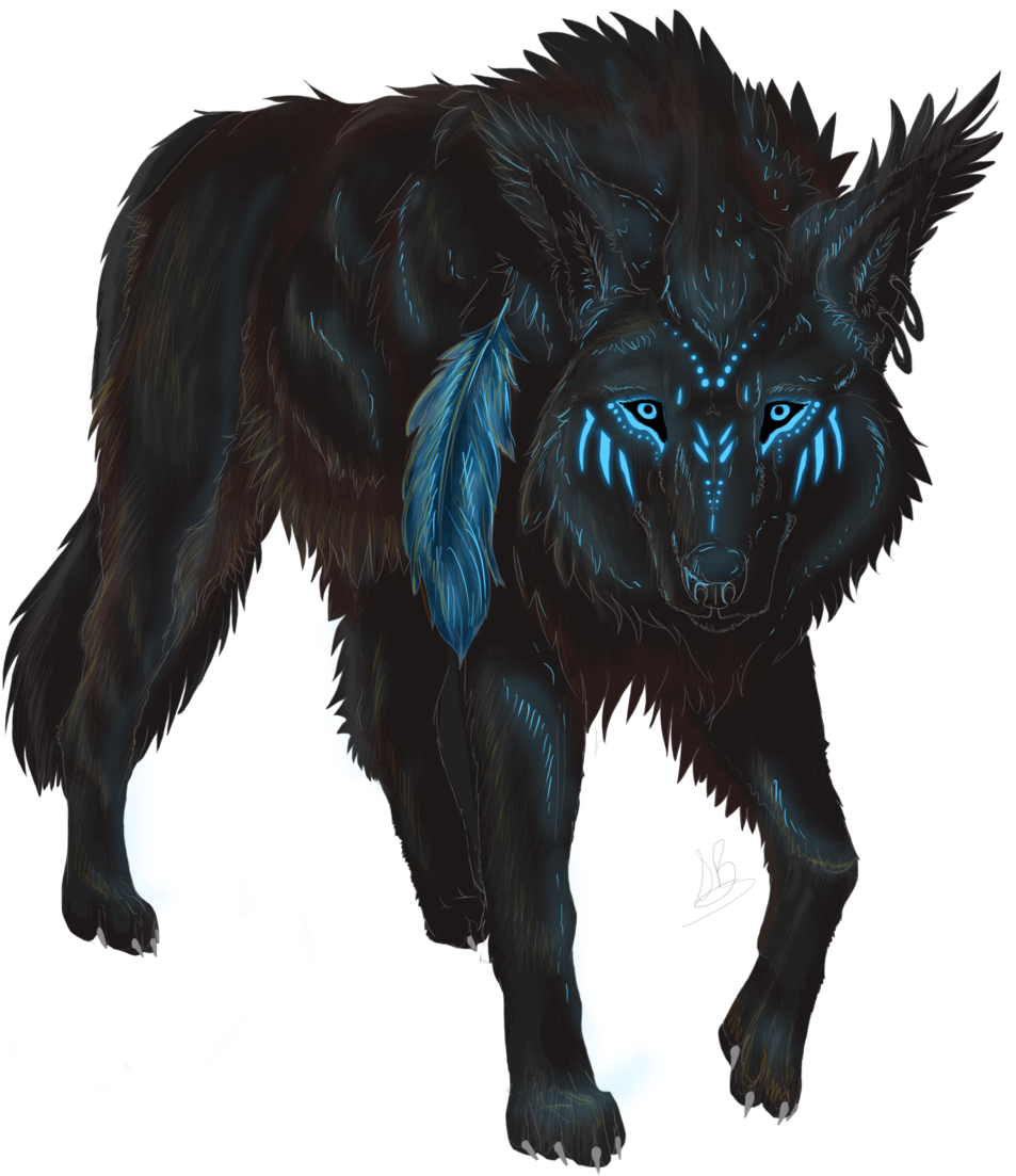 Wolves Transparent Digital Art - Wolf With Tribal Markings (1024x1136)