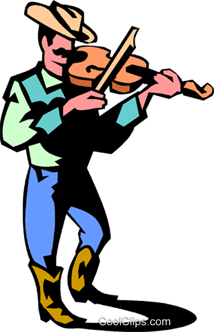 Violinist Clipart Violin Player - Cowboy Playing Fiddle Cartoon (310x480)
