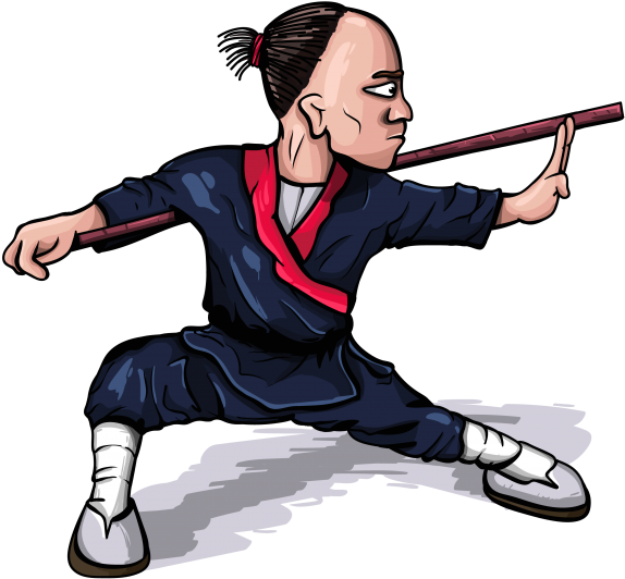 Wushu Man With Stick - Monk (650x650)