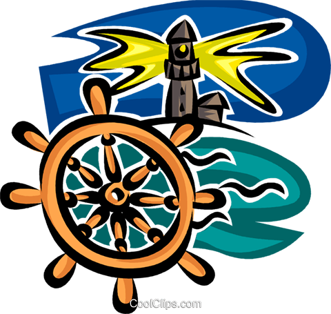 Lighthouse And Captain's Wheel Royalty Free Vector - Lighthouse And Captain's Wheel Royalty Free Vector (480x455)