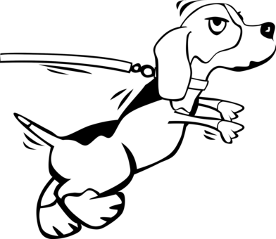 Puppy Dachshund Leash Coloring Book Dog Training - Cartoon Dog On A Leash (392x340)