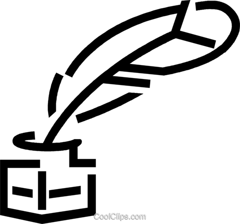 Feather Pen And Ink Well Royalty Free Vector Clip Art - Pen (480x448)