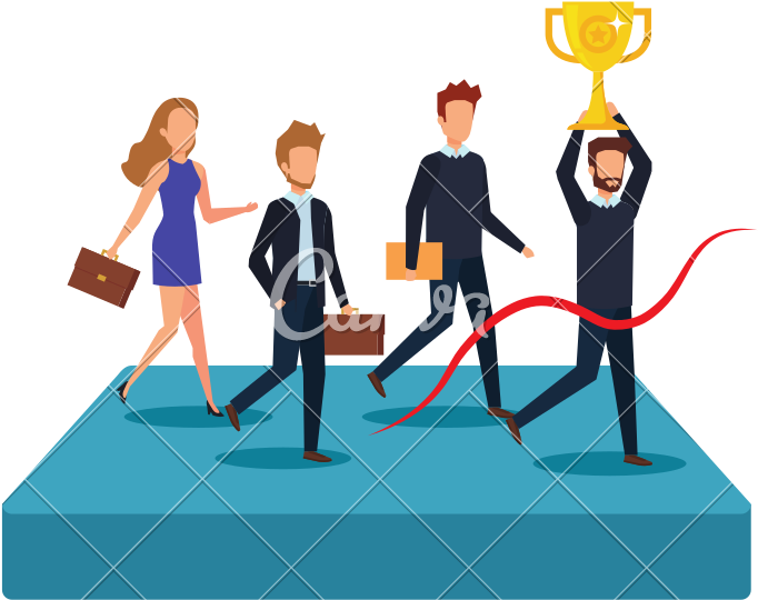 People With Trophy Cup Award - Illustration (800x800)