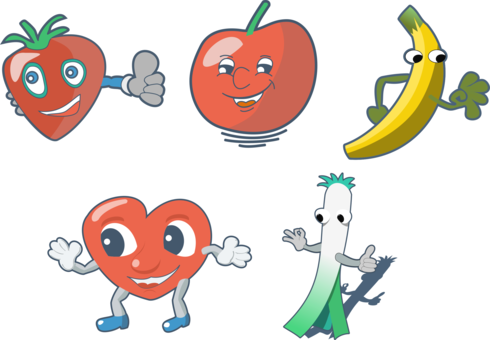 Fruit Drawing Vegetable Cartoon Download - Gambar Komik Buah Buahan (490x340)