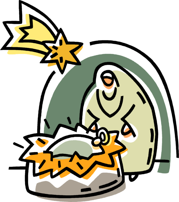 Vector Illustration Of Festive Season Christmas Nativity - Jesus (618x700)