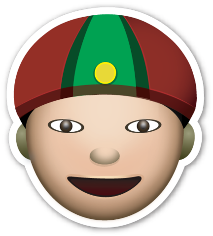 Man With Gua Pi Mao Emoji Emoticons, Emojis, Smileys, - Emojis De Frutas (432x480)