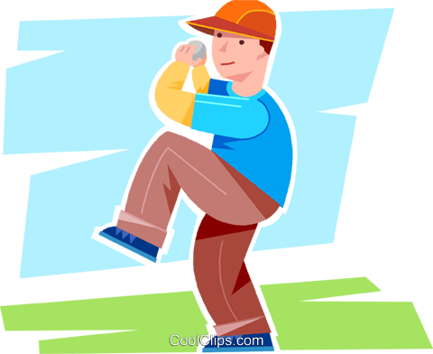 Boy Winding Up For The Pitch Royalty Free Vector Clip - Illustration (480x392)