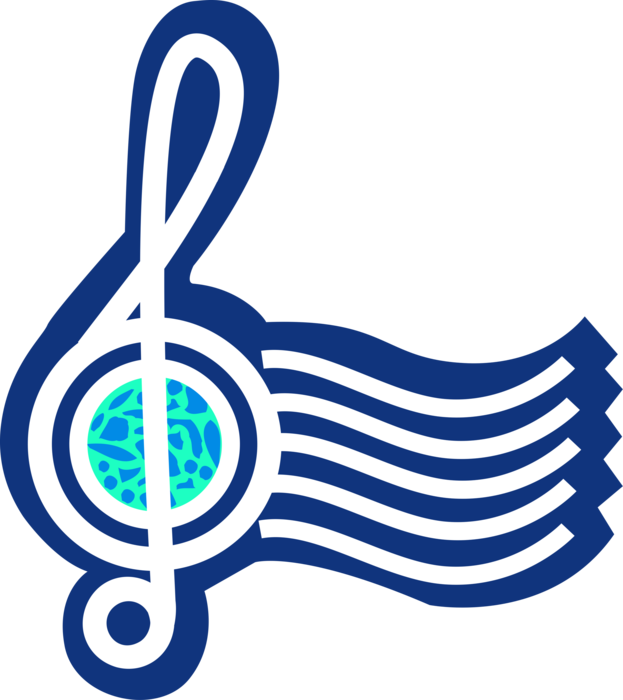 Vector Illustration Of Musical Treble Clef Indicates - Music (623x700)