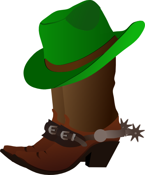 This Free Clip Arts Design Of Boot Hat Green - Cowboy Boot And Hat Shower Curtain (498x600)