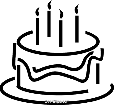 Geburtstagstorte Clipart - Geburtstagstorte Clipart Schwarz Weiß (480x442)