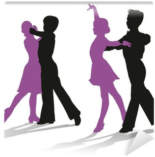Mural De Parede Silhouettes Of Kids Dancing Ballroom - Silueta De Dos Bailarines (400x400)