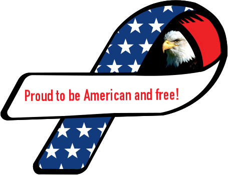 Proud To Be American And Free - Rainbow Ribbon For Cancer (455x350)