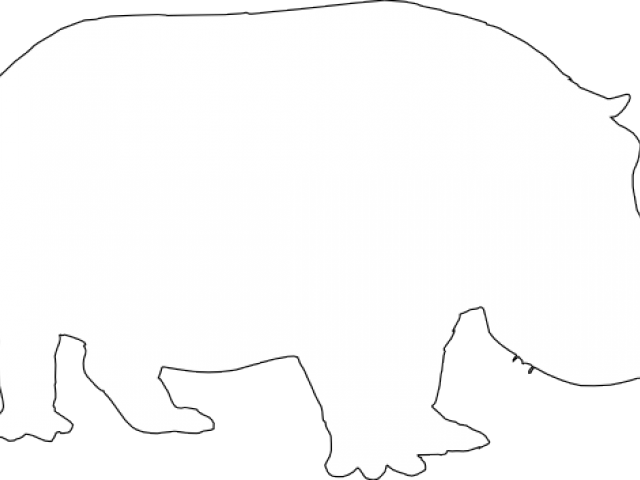 Hippo Clipart Svg - Graue Flusspferd-silhouette Karte (640x480)