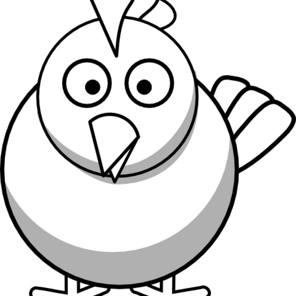 Black And White Chicken Clipart Chicken Clipart Black - Turkey Coloring Pages (1024x1024)