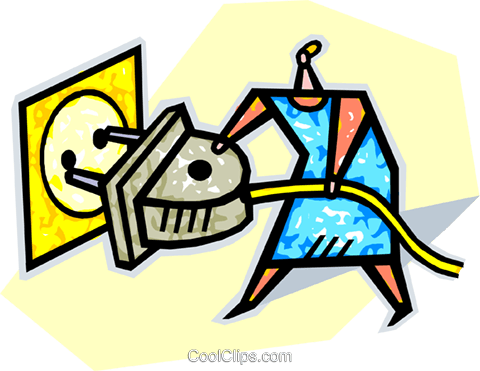 Electrical Plug Royalty Free Vector Clip Art Illustration - Electricity (480x371)