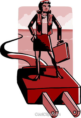 Business Woman On Plug Royalty Free Vector Clip Art - Business Woman On Plug Royalty Free Vector Clip Art (330x480)