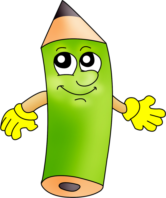 Green School Clipart, School Pictures, School Decorations, - Crayon With Face Clip Art (669x800)