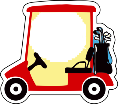 Golf Buggies Golf Clubs Golf Balls Cart - Golf Cart Clipart Vector (386x340)