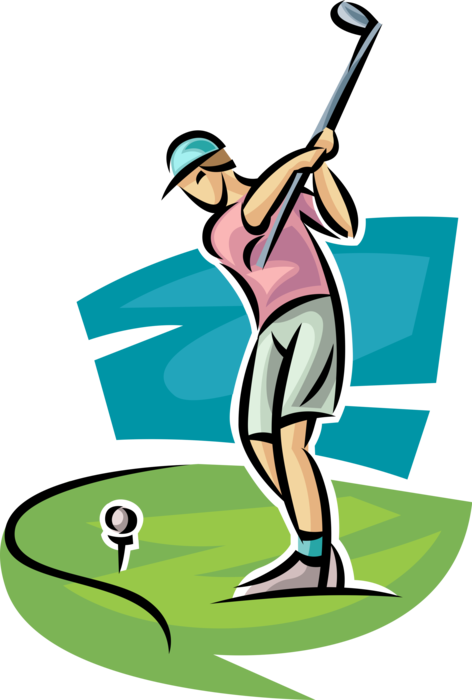 Golfer Swings Club Vector Image Illustration Of - Illustration (472x700)