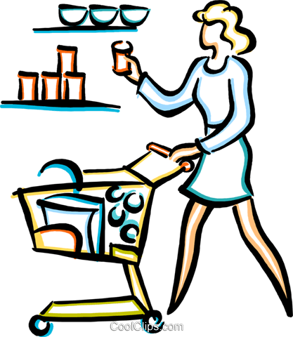 Woman Food Shopping Royalty Free Vector Clip Art Illustration - Woman Food Shopping Royalty Free Vector Clip Art Illustration (417x480)