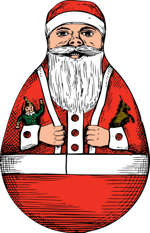 Santa Claus T-shirt Sleeve Crew Neck Christmas Day - Christmas Rolly Poley Santa Card (483x750)