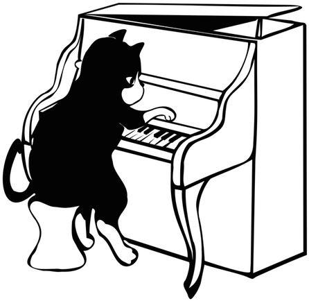 Piano Clipart Practise - Jazz Cat Piano (500x455)