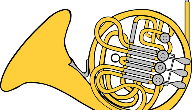 French Horn Cushion Concerts - French Horn Instrument Drawing (645x370)